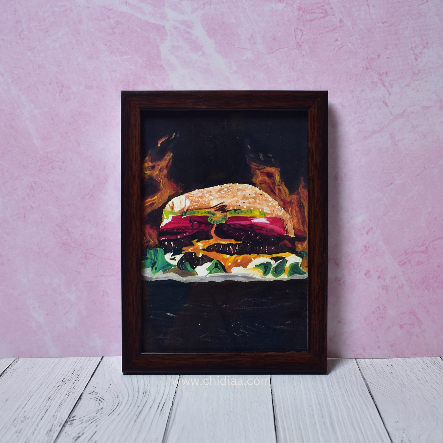 Fiery Feast – Framed Handmade Painting