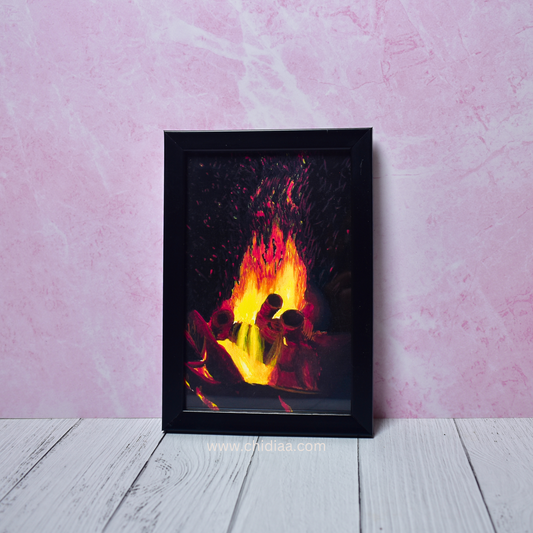 Golden Flames – Framed Handmade Painting