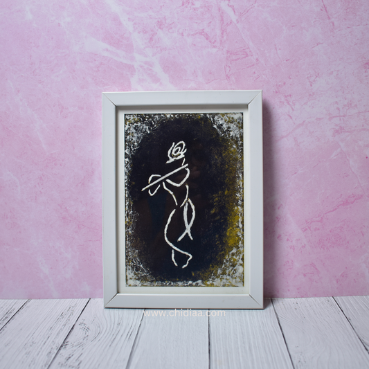 Glow-in-the-Dark Krishna – Framed Handmade Painting