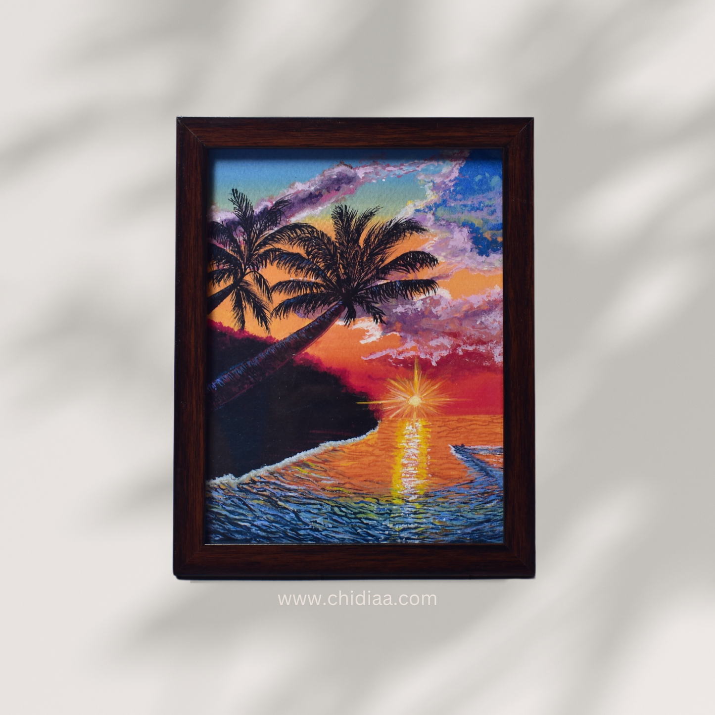 Serene Sunset – Framed Handmade Painting